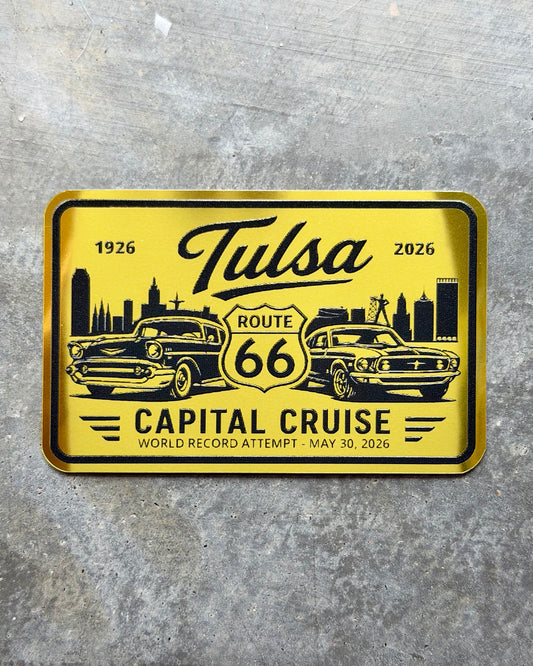 **LIMITED EDITION** Tulsa Route 66 Capital Cruise Gold Commemorative Sticker