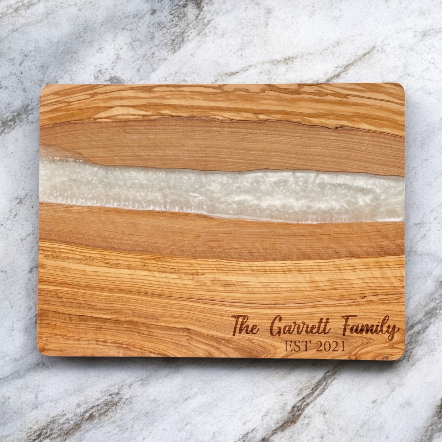 Olive Wood White Resin Cutting Board