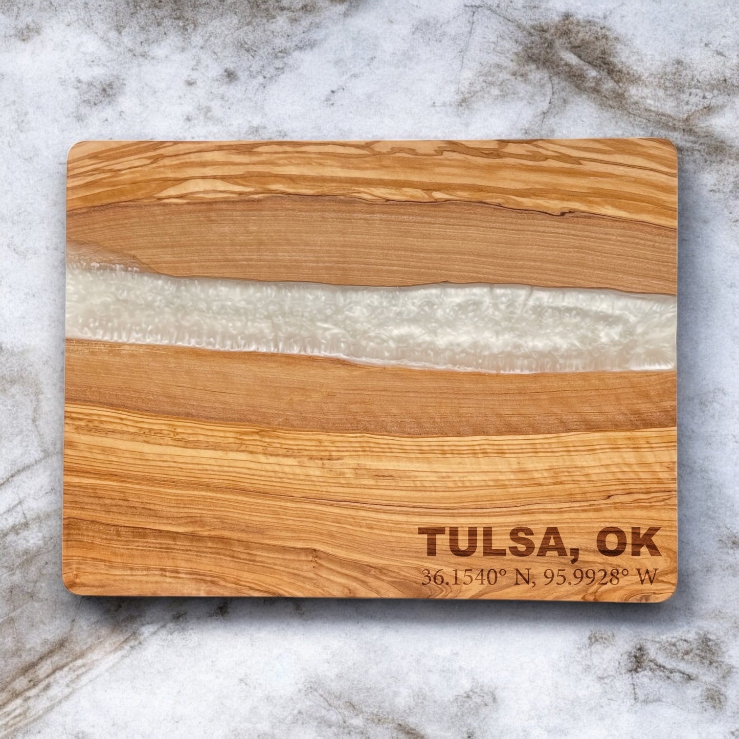 Olive Wood White Resin Cutting Board