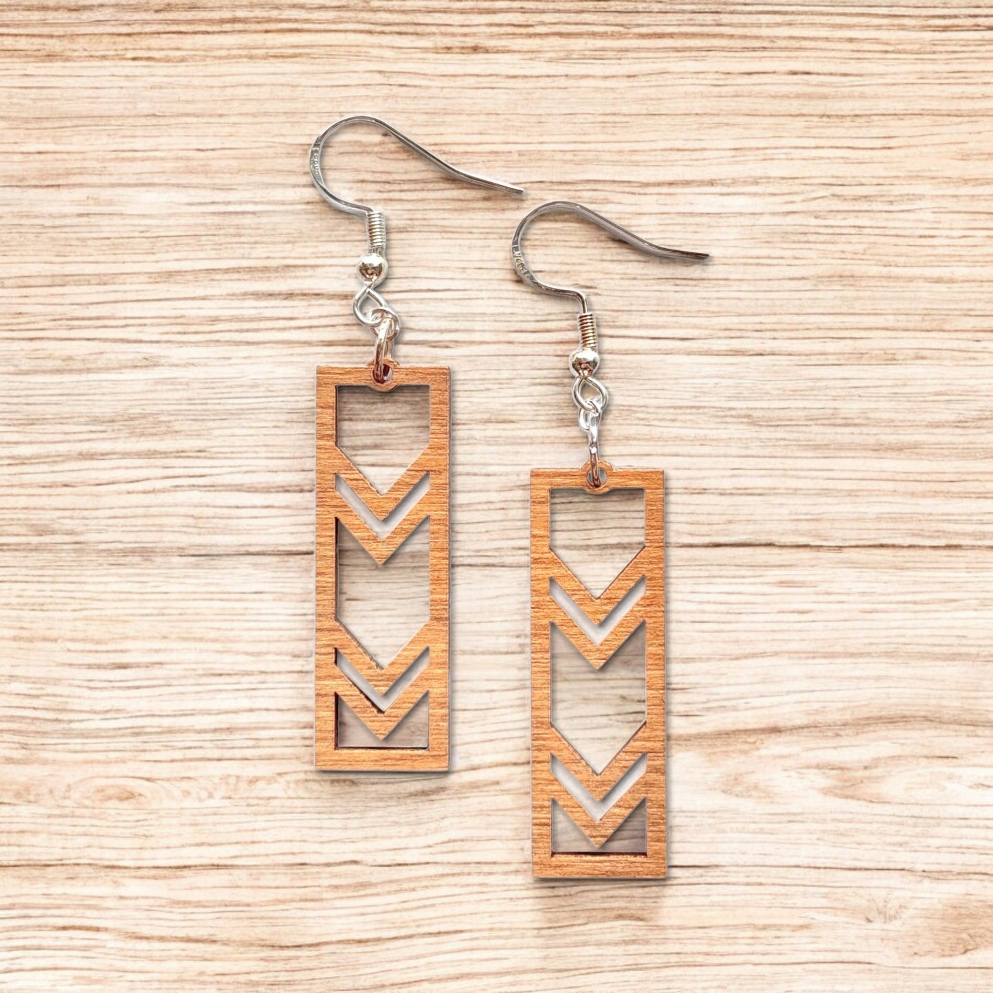 Art Deco Wood Earring