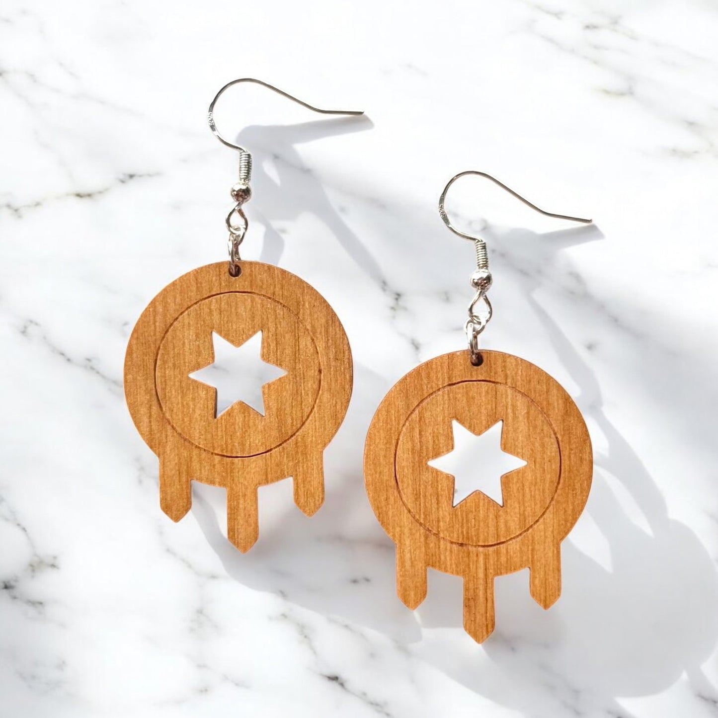 Tulsa Flag Wood Earring