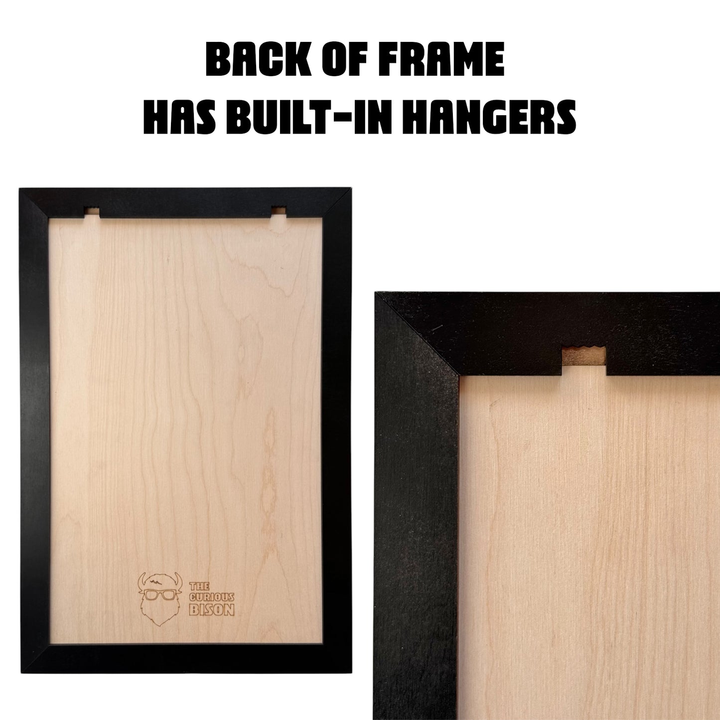Back of the lake map showing the built in hangers in the frame