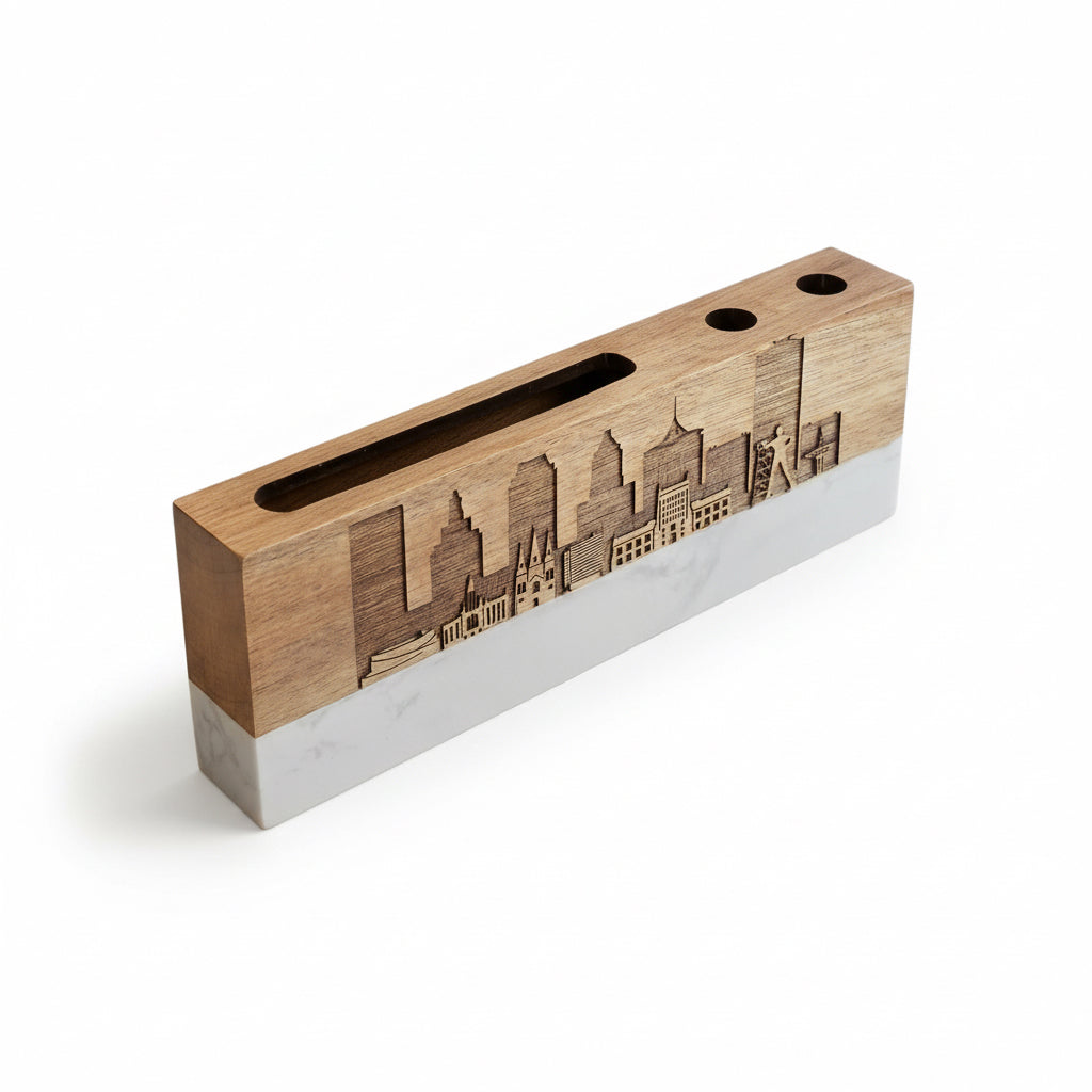 Marble Desk Name Plate Tulsa Skyline