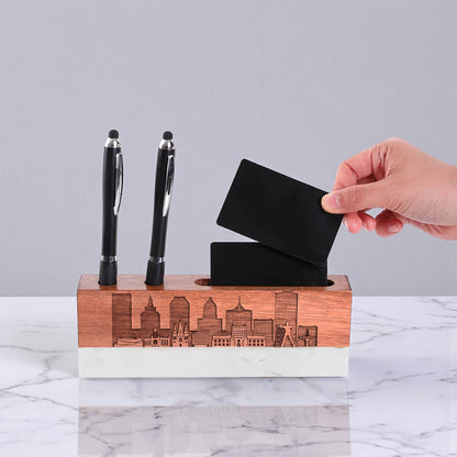 Marble Desk Name Plate Tulsa Skyline