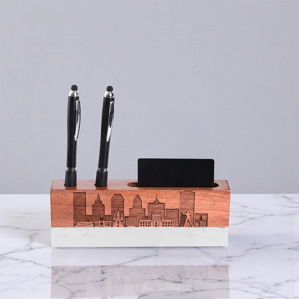 Marble Desk Name Plate Tulsa Skyline