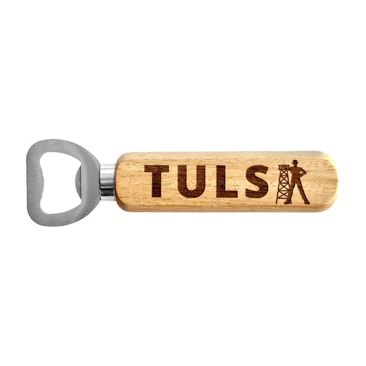 Tulsa Driller Wood Bottle Opener