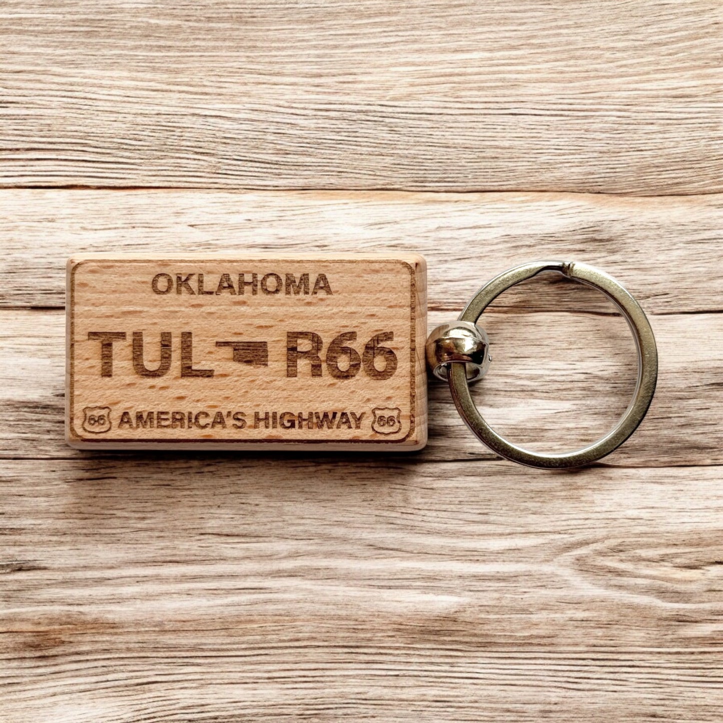 Tulsa Route 66 License Plate Keychain