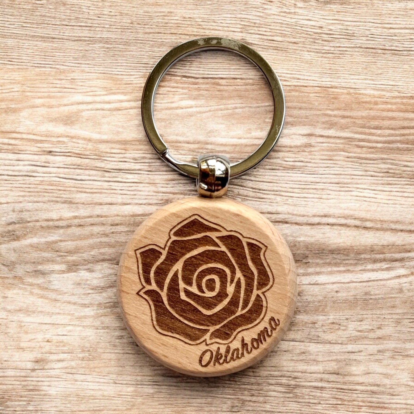 Oklahoma Rose Keychain