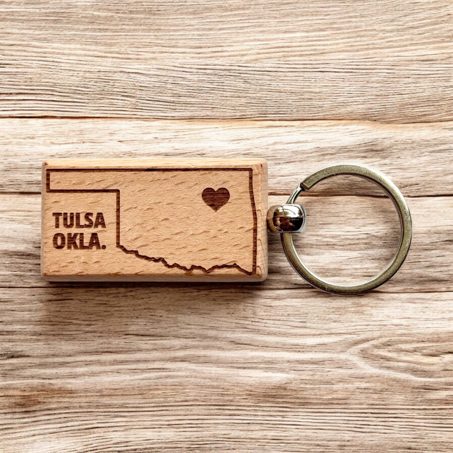 Oklahoma Tulsa Heart Keychain