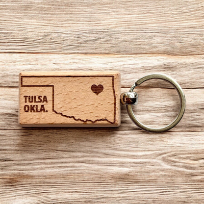 Oklahoma Tulsa Heart Keychain