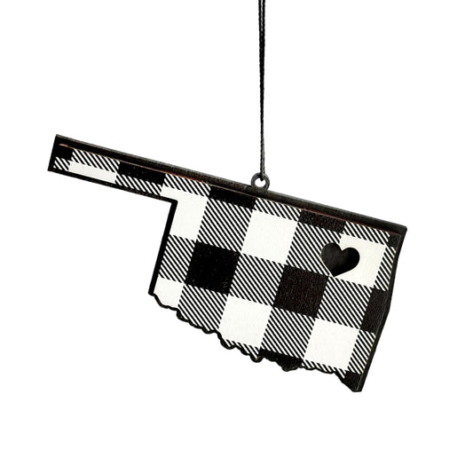 OK White Plaid Ornament