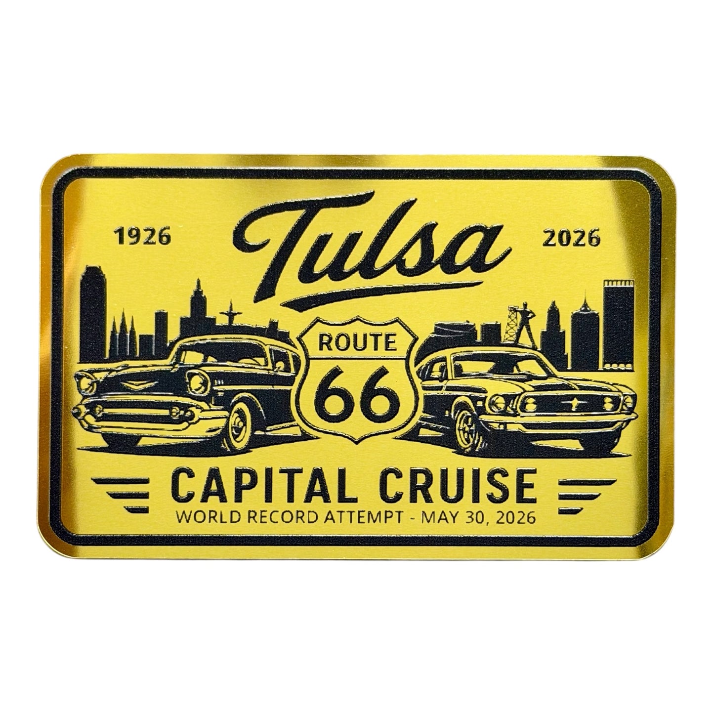 **LIMITED EDITION** Tulsa Route 66 Capital Cruise Gold Commemorative Sticker