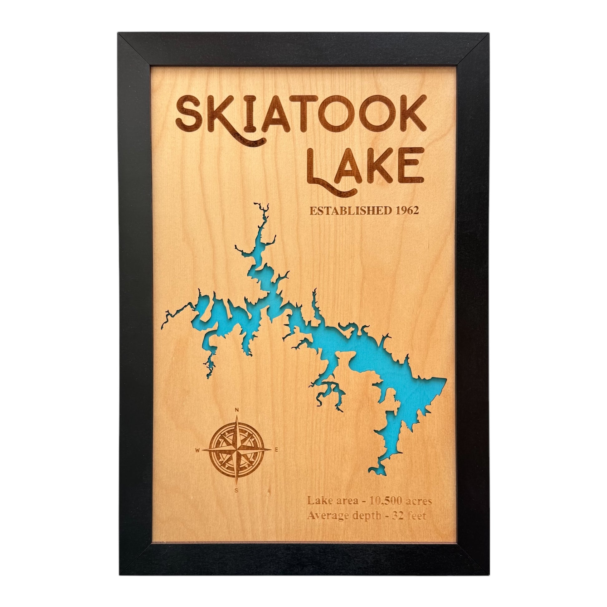 Wooden Map of Skiatook Lake
