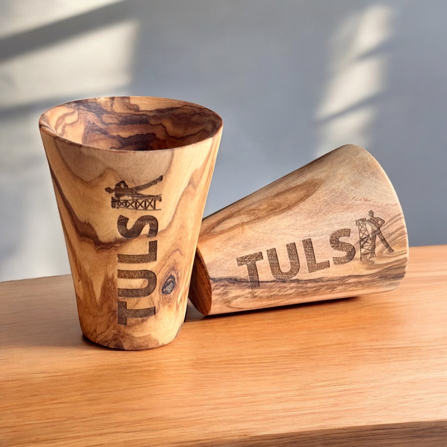 Tulsa Driller Wood Shot Glass