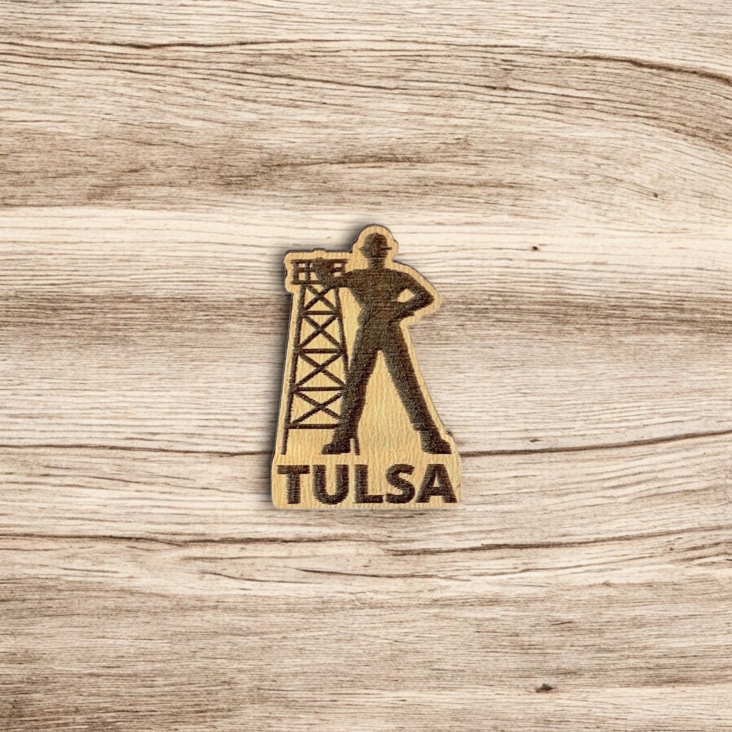 Tulsa Driller Eco Wood Pin