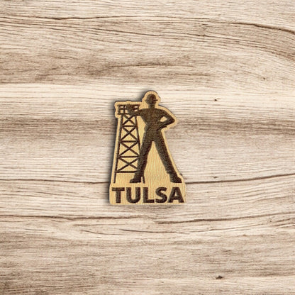 Tulsa Driller Eco Wood Pin