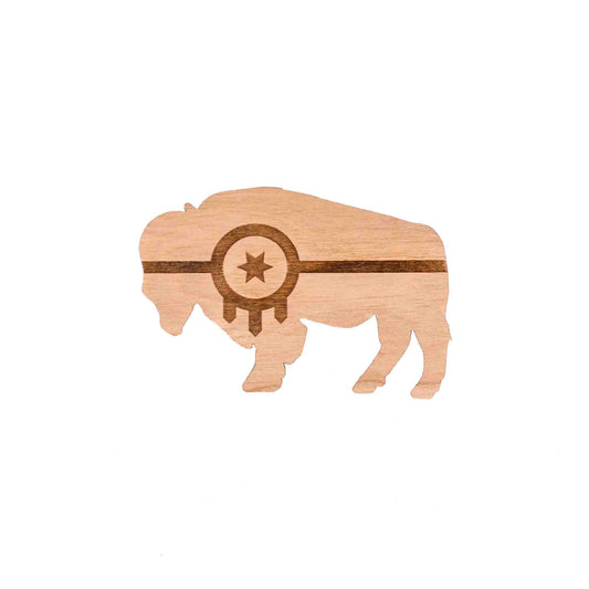 Tulsa Flag Bison Wood Sticker
