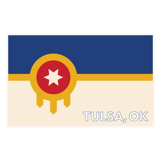 Tulsa Flag Vinyl Sticker 3 Inch Rectangle