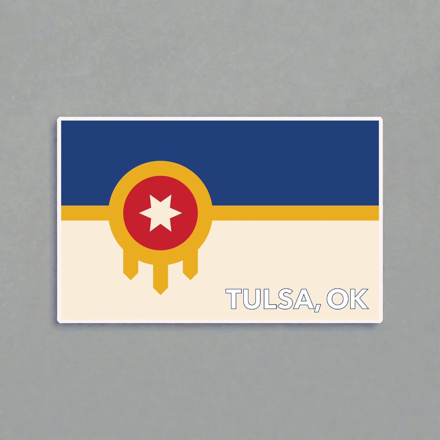 Tulsa Flag Vinyl Sticker 3 Inch Rectangle