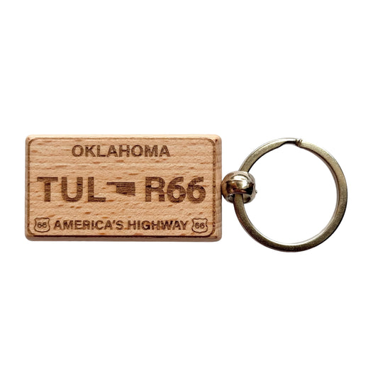 Tulsa Route 66 License Plate Keychain