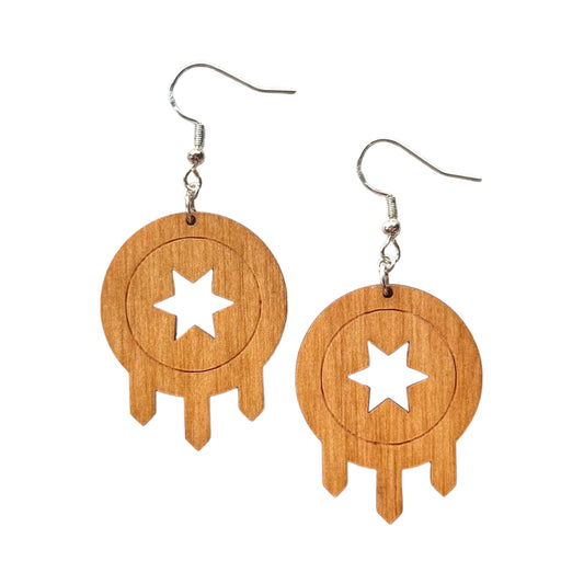Tulsa Flag Wood Earring
