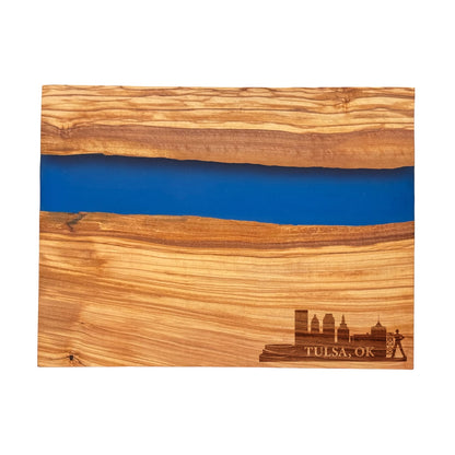 Olive Wood Blue Resin Cutting Board