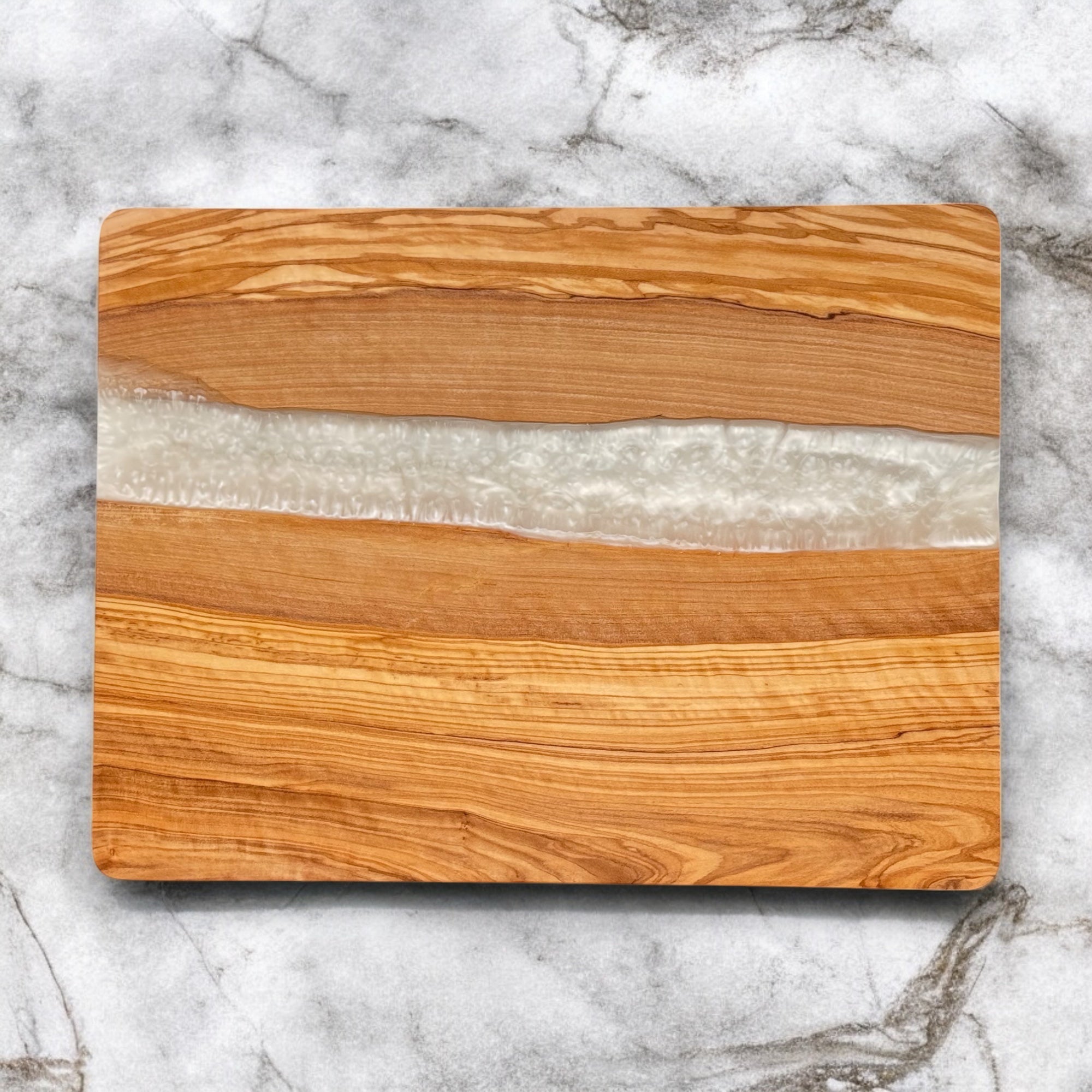 Olive Wood Cutting Board with White Resin Custom Engraved – The