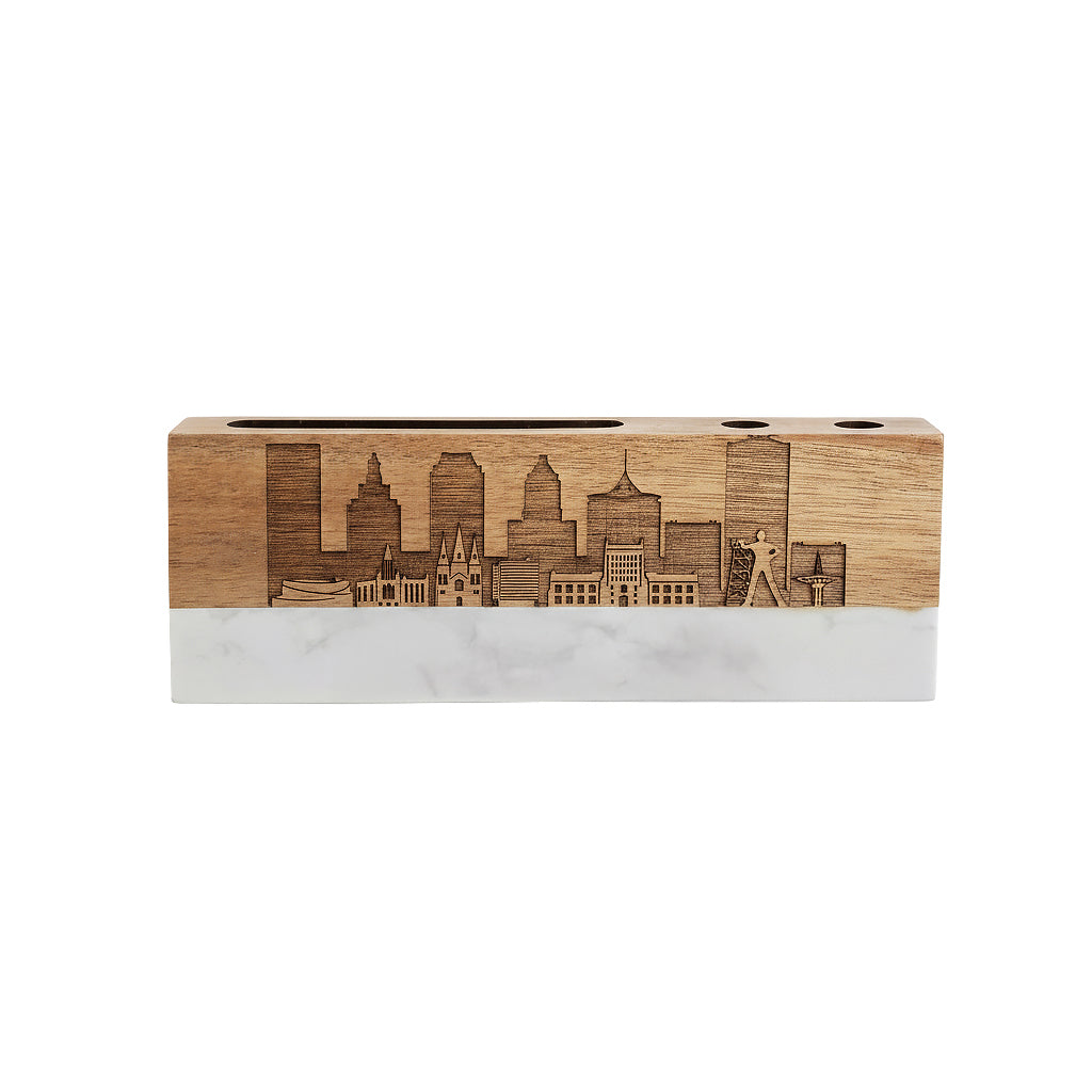 Marble Desk Name Plate Tulsa Skyline