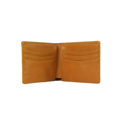 Open Tan RFID Wallet Mens Bifold, slim men’s wallet for everyday carry travel.