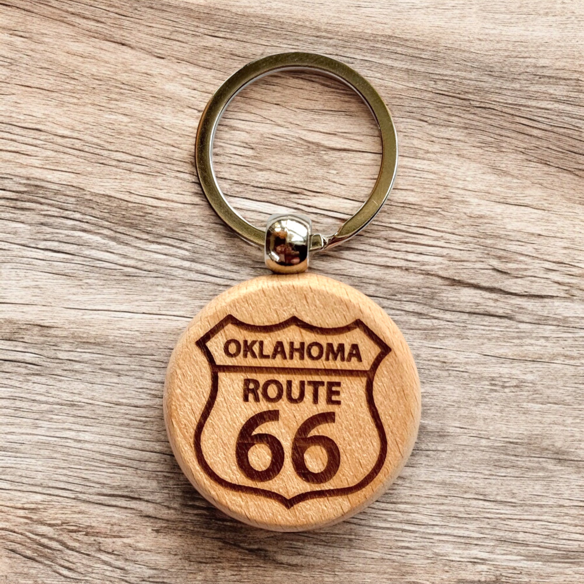 Oklahoma Route 66 Wooden Keychain – The Curious Bison