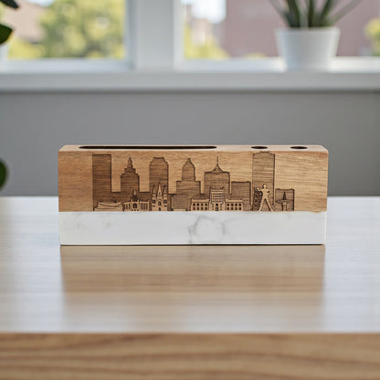 Marble Desk Name Plate Tulsa Skyline